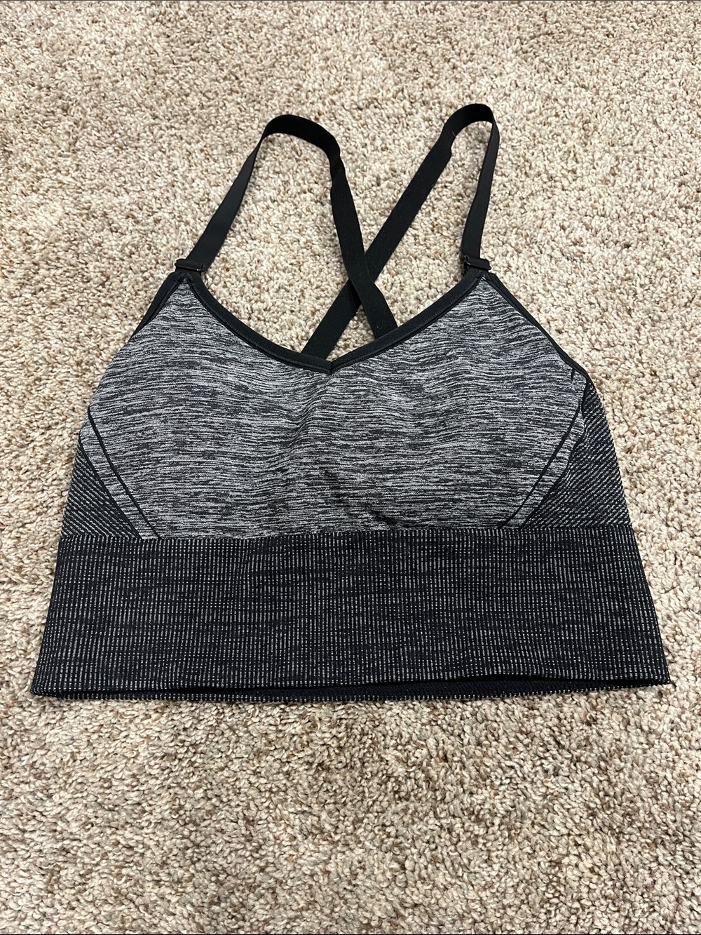 all in motion Black Racerback Sports Bra with Heather Gray Lining